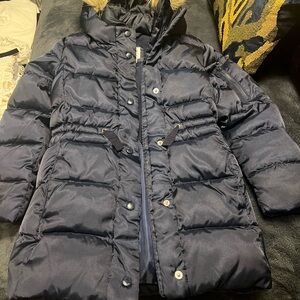 GAP Kids Dark Blue Coat with Faux Fur Trim